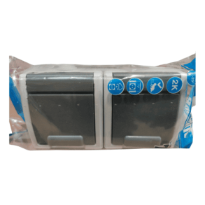 Udvendig dobbelt stikkontakt Schuko med Cover IP55