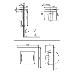 Toilet Cisterne 926 Med tryk knap til skyl 